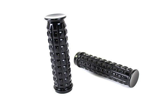 V-Twin - 28-0663 - Black Grained Style Handlebar Grip Set